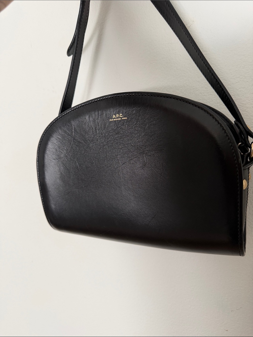 A.P.C. Black Demi-Lune Leather Crossbody Bag